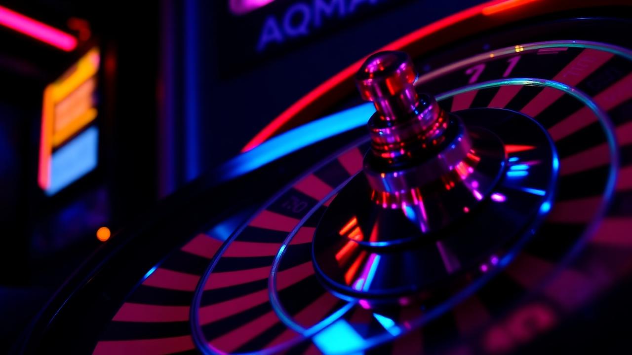 Neon verlicht roulette wiel in close-up